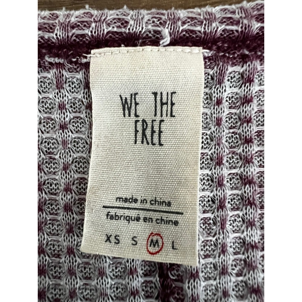 We The Free Dahlia Burgundy Waffle‎ Knit Thermal Bell Sleeve Top M Boho Beachy - Picture 3 of 10